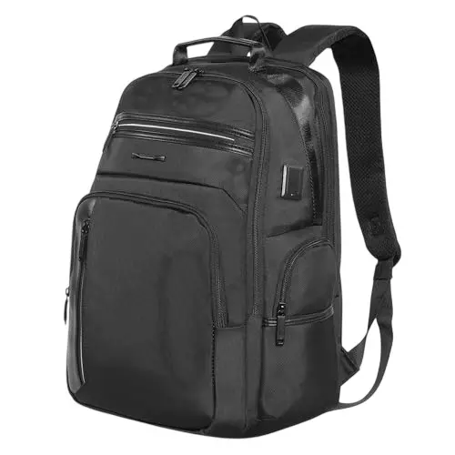 SWISS MILITARY 29 L Sage Laptop Backpack Water Resistant Polyester Body with USB Port and Anti-Theft Pocket, Trolley Strap, Black