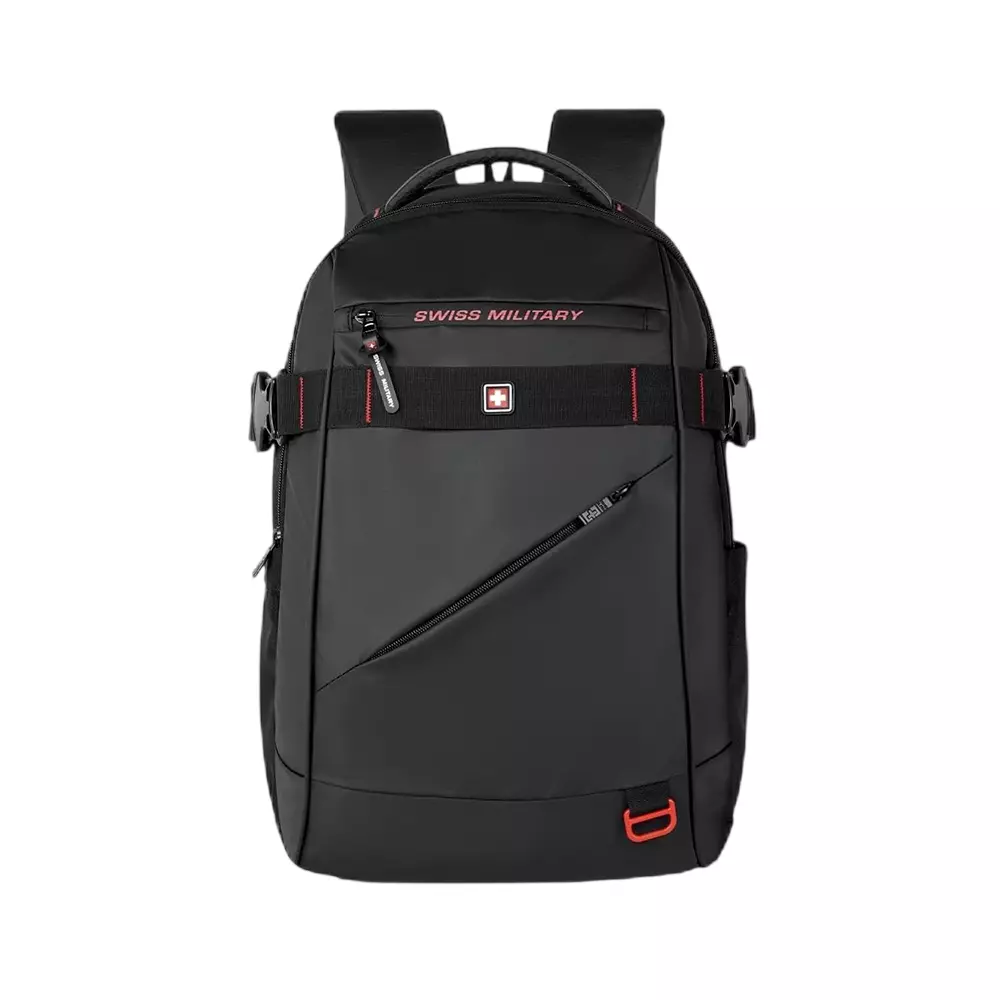SWISS MILITARY Laptop Backpack Black Polyester 30 L Capacity 2 Compartments and 5 Pocket, LBP130