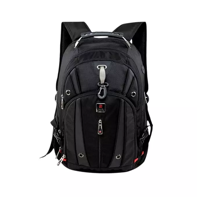 SWISS MILITARY Laptop Backpack Black 1000D Polyester 32 L Capacity 3 Compartments and 5 Pocket, LBP76-BLK
