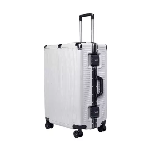 SWISS MILITARY 44 L Kinetic Hard Trolley Bag Black Gold Collection Polycarbonate Body with Aluminium Frame, TSA Lock, Small Size 20 inch, White