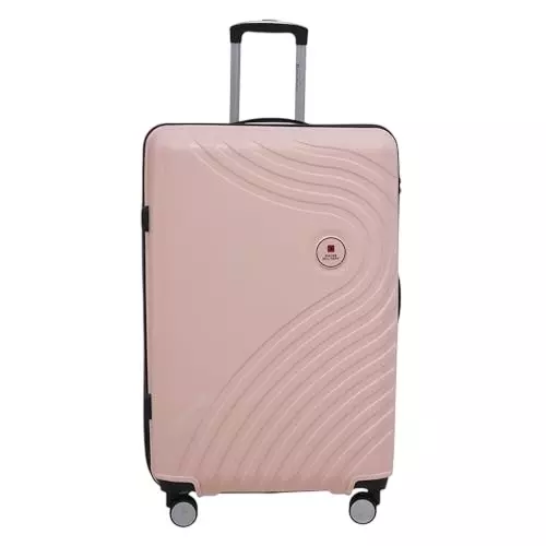 SWISS MILITARY 97 L Miles Pro Hard Trolley Luggage Bag Polypropylene Body with Anti Theft, 3 Dial Lock, 360° Spinner Wheels, Size 75 cm, Peach