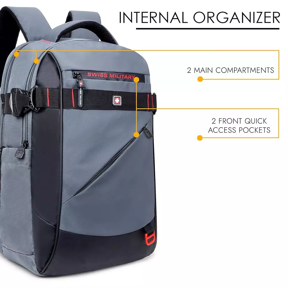 swiss-military-30-l-laptop-backpack-polyester-body-with-luggage-strap-detachable-key-ring-anti-theft-pocket-expandable-bottle-pocket-grey