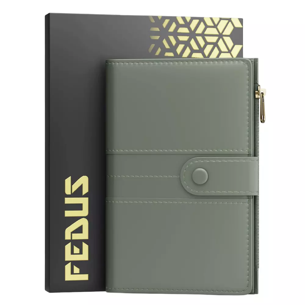 FEDUS Premium Passport Holder Faux Leather, D-Green with Card Holder, RFID Protected Travel Accessories