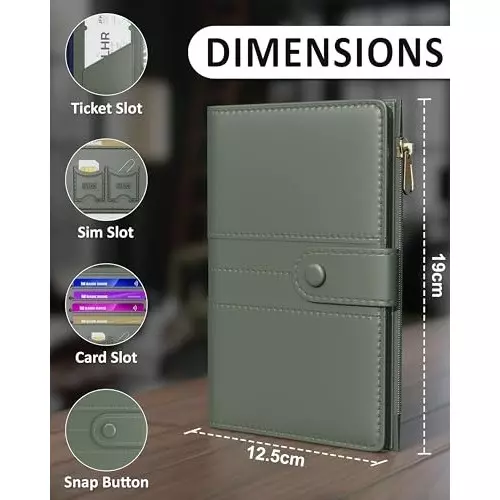 FEDUS Premium Passport Holder Faux Leather, D-Green with Card Holder, RFID Protected Travel Accessories