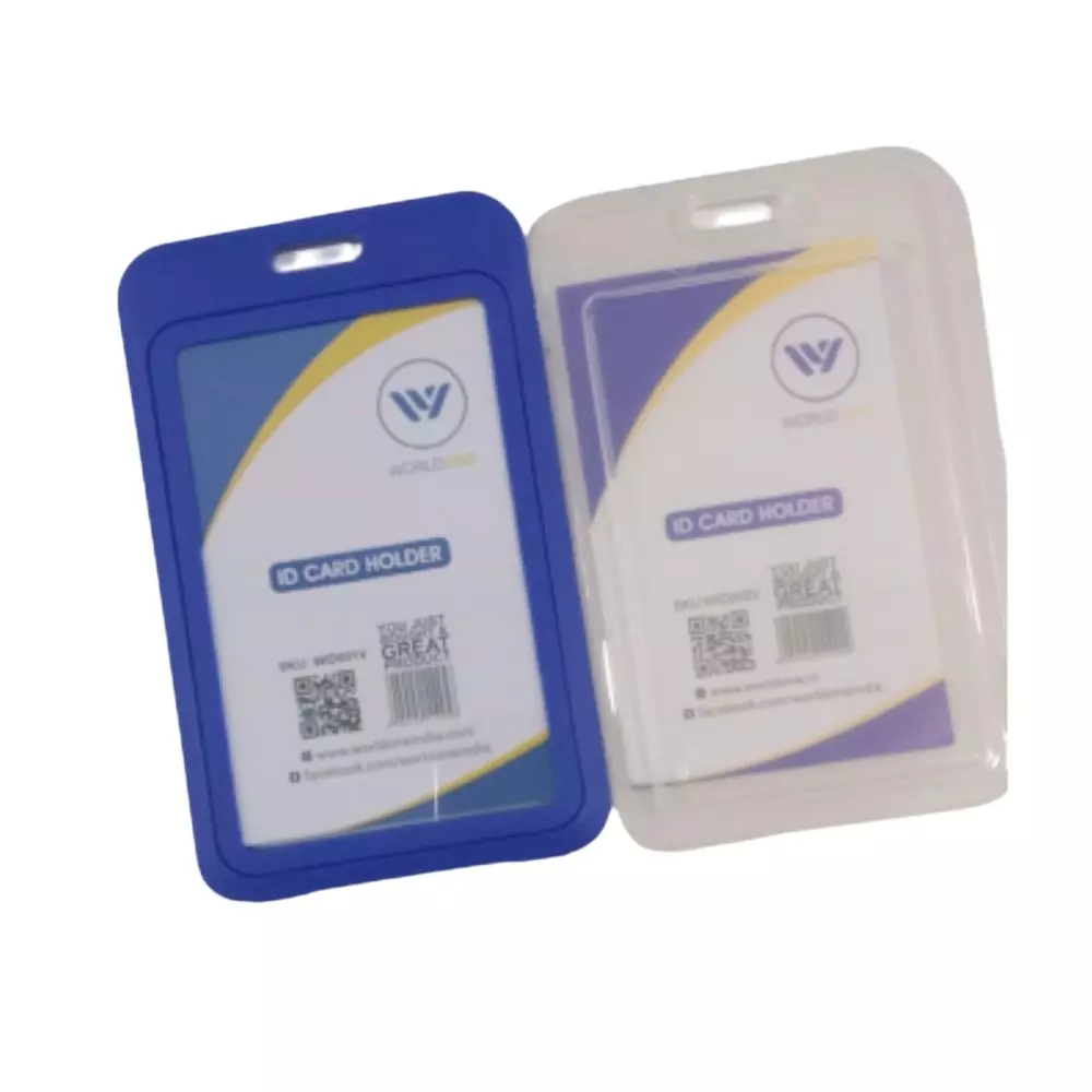 Worldone ID Card Holder Assorted Color Vertical Plastic for School, College, Office, WID002V