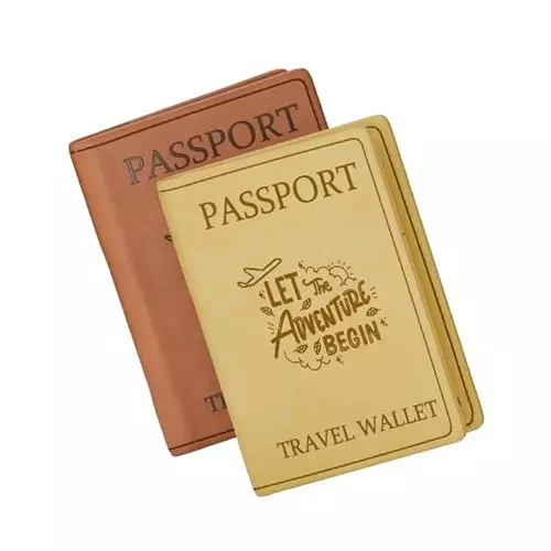 FEDUS Premium Advent Passport Holder Faux Leather Yellow & Brown, RFID Protected Travel Accessories