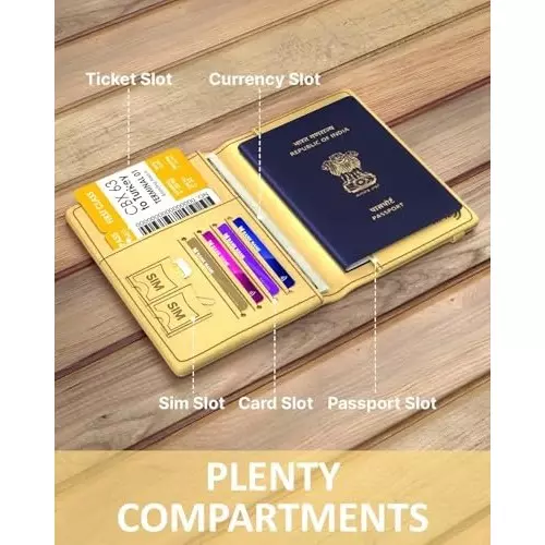 FEDUS Premium Advent Passport Holder Faux Leather Yellow & Brown, RFID Protected Travel Accessories