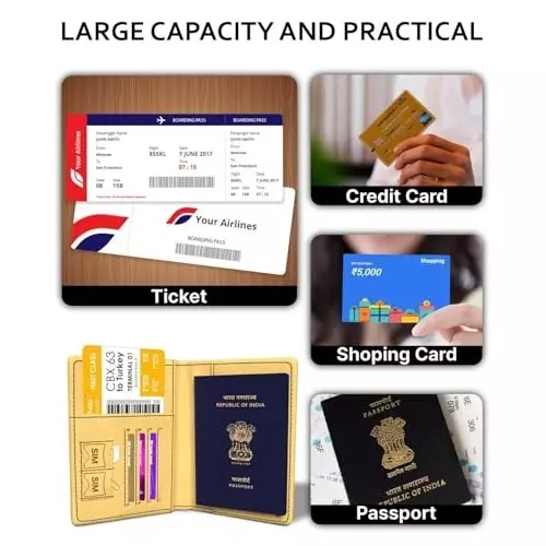 FEDUS Premium Advent Passport Holder Faux Leather Yellow & Brown, RFID Protected Travel Accessories