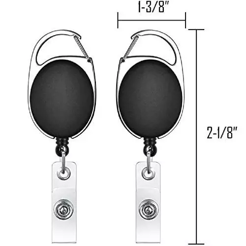 FEDUS ID Badge Card Holder Oval Pulley Black (Pack of 5 Pcs)