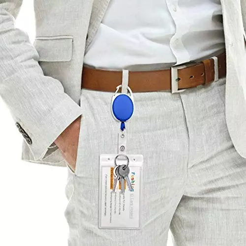 FEDUS I.D. Card Retractable Holder Badge with Yo Yo Clip Combo Blue