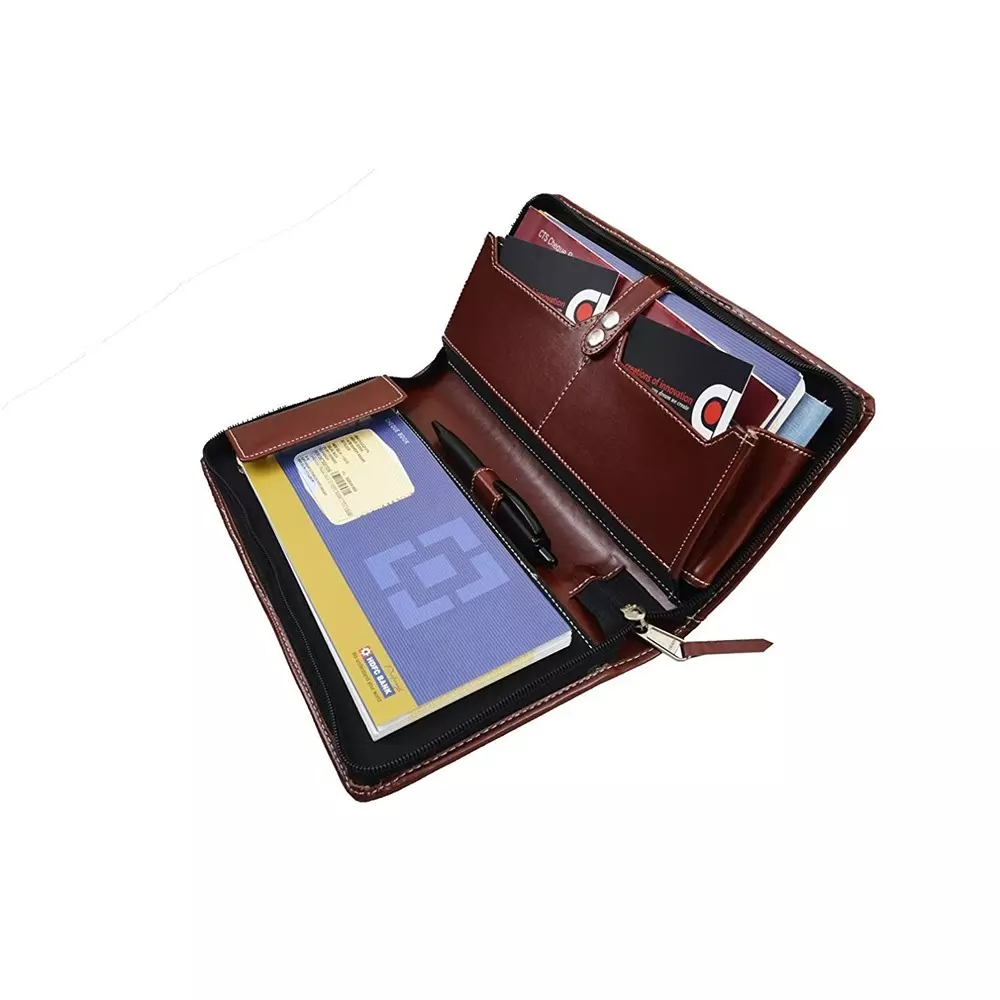 COI Cheque Book Holder/Document Holder 10x5.5 inch Faux Leather Classic Brown (Pack of 1)