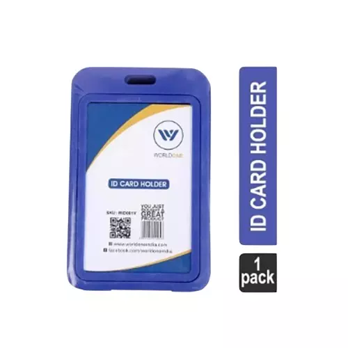 Worldone ID Card Holder Assorted Color Vertical Plastic for School, College, Office, WID001V