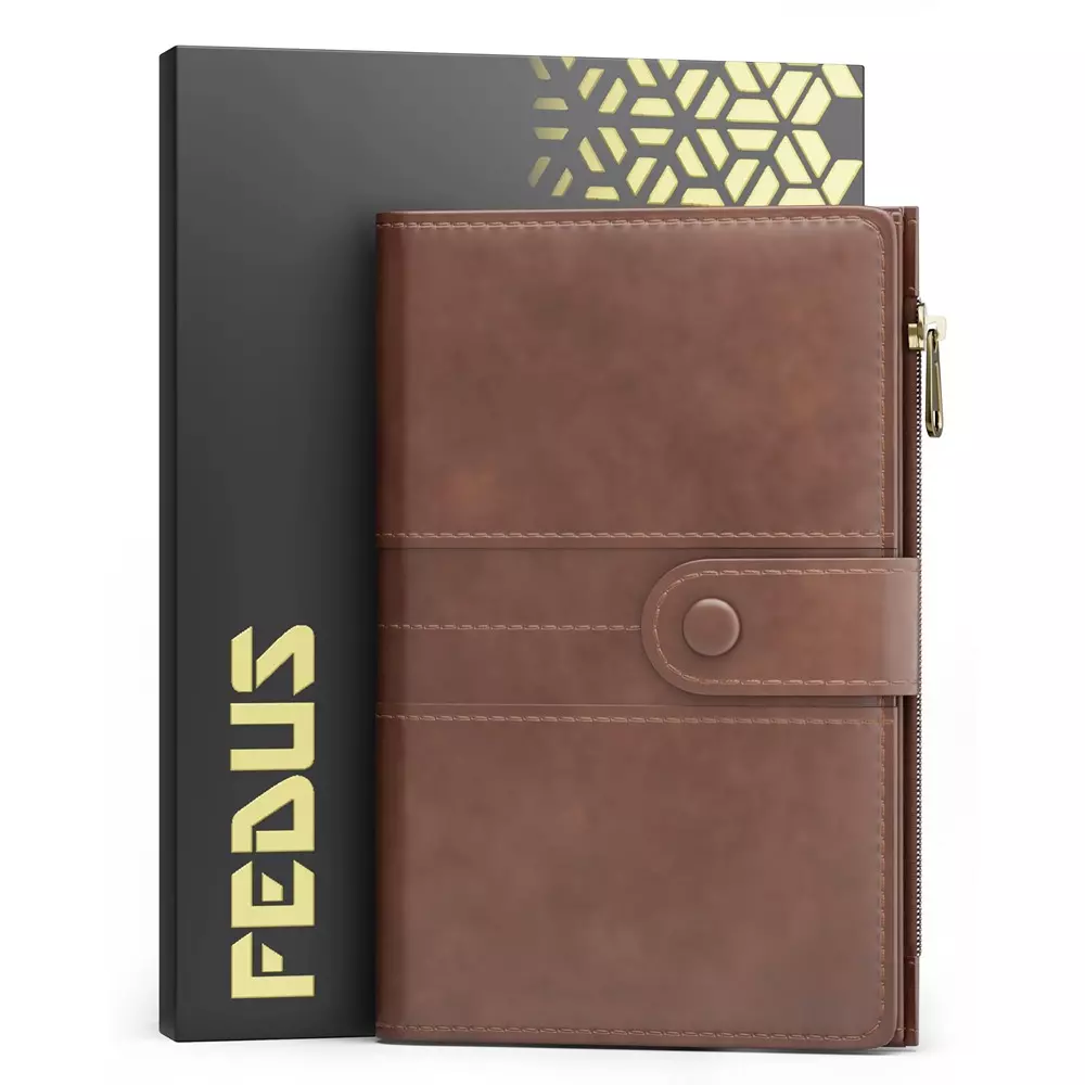 FEDUS Premium Passport Holder Faux Leather D-Brown with Card Holder, RFID Protected Travel Accessories