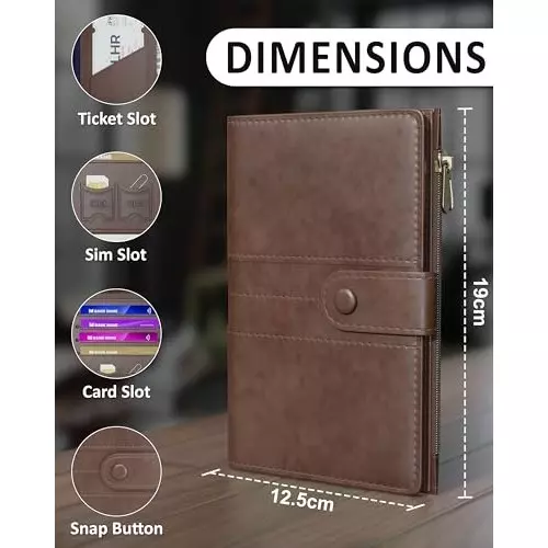 FEDUS Premium Passport Holder Faux Leather D-Brown with Card Holder, RFID Protected Travel Accessories