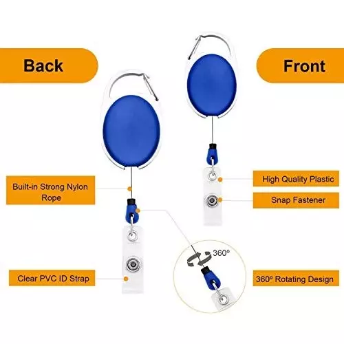 FEDUS ID Badge Card Holder Oval Pulley Blue (Pack of 2 Pcs)