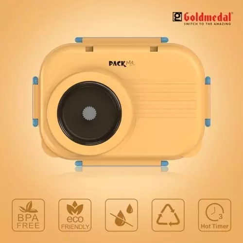 Goldmedal Packme Small Lunch Box Yellow Blue 1.2 L, GOL0432-YLBL