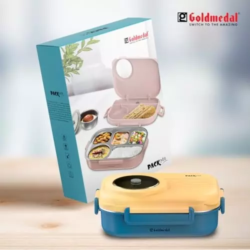 Goldmedal Packme Small Lunch Box Yellow Blue 1.2 L, GOL0432-YLBL
