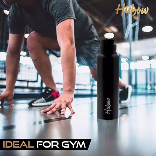 EDUWAY Prime Water Bottle 1 L Stainless Steel Black with 100% Leaf Proof Pack of 2)
