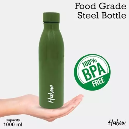 EDUWAY Aqua Water Bottle Durable, Leakproof, Rust Free ‎Stainless Steel Green Fridge Bottle 1 L