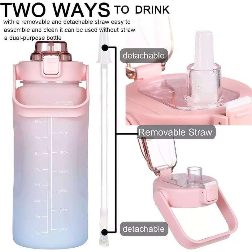 Brightco Motivational Drink Flask Water Bottle with Time Marking 2 L Capacity, BT1