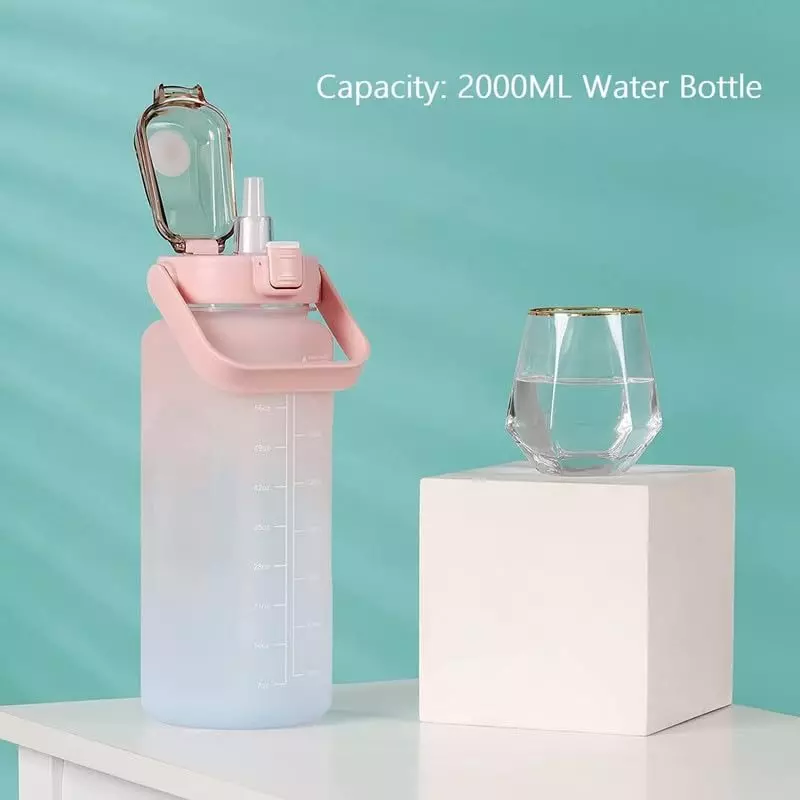Brightco Motivational Drink Flask Water Bottle with Time Marking 2 L Capacity, BT1