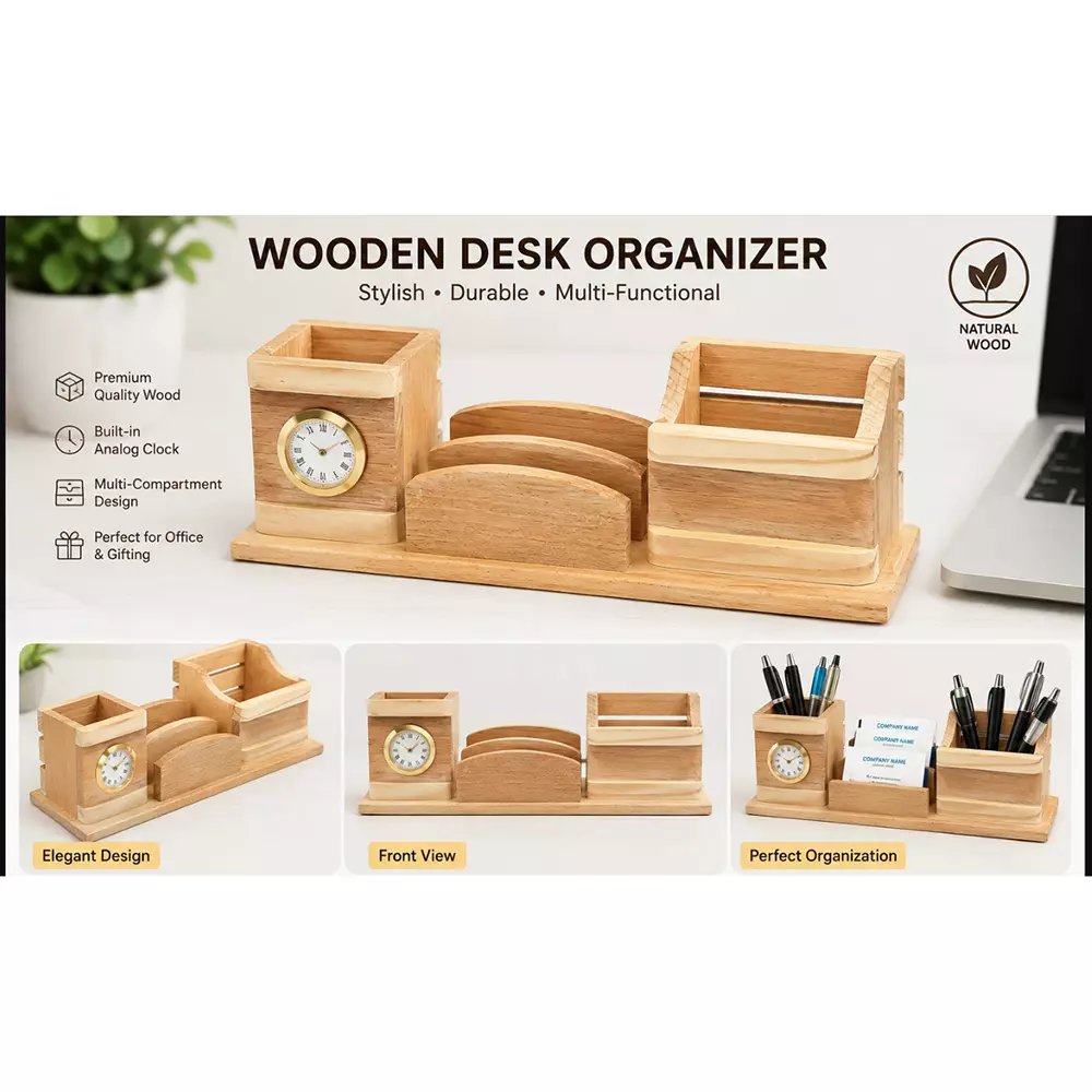 rdp-wooden-desk-organizer-with-in-built-analog-clock-s116