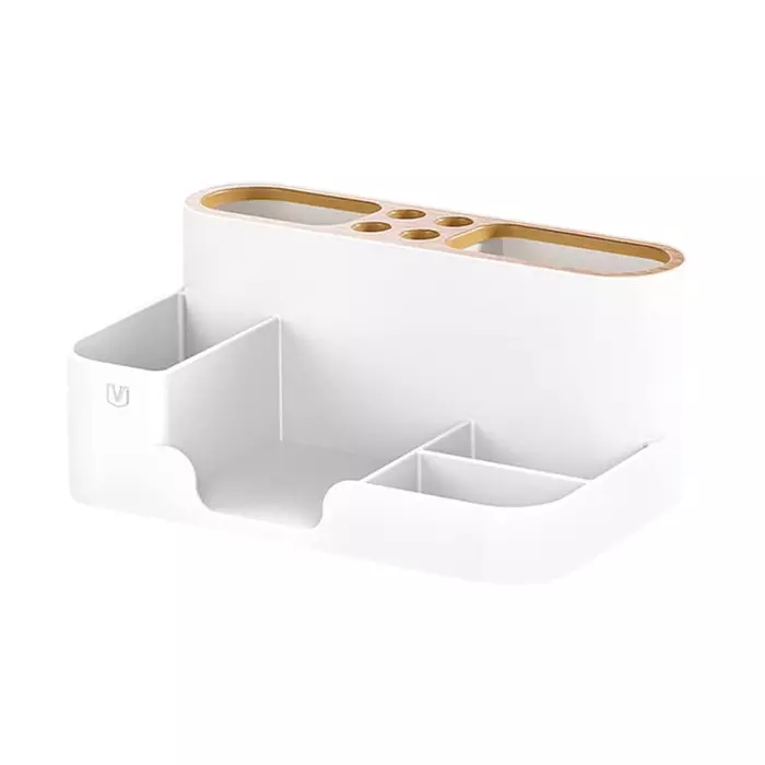 FreshDcart Multifunctional Desk Organizer 6 Compartment with Mobile Holder for Office & Study, White