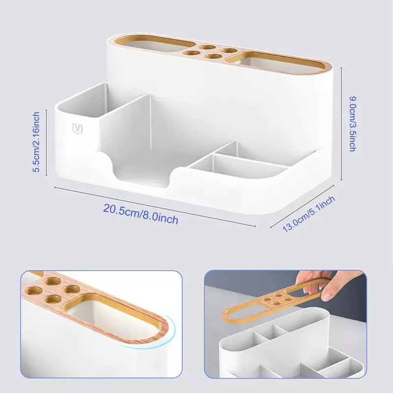 freshdcart-multifunctional-desk-organizer-6-compartment-with-mobile-holder-for-office-study-white
