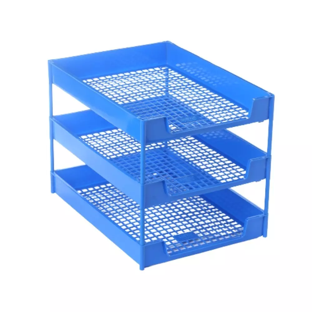 Soni Office Mate Office Tray 3 Compartments Durable Plastic File Organiser 37.5 x 27.5 x 25.5 cm for Office, School and Home