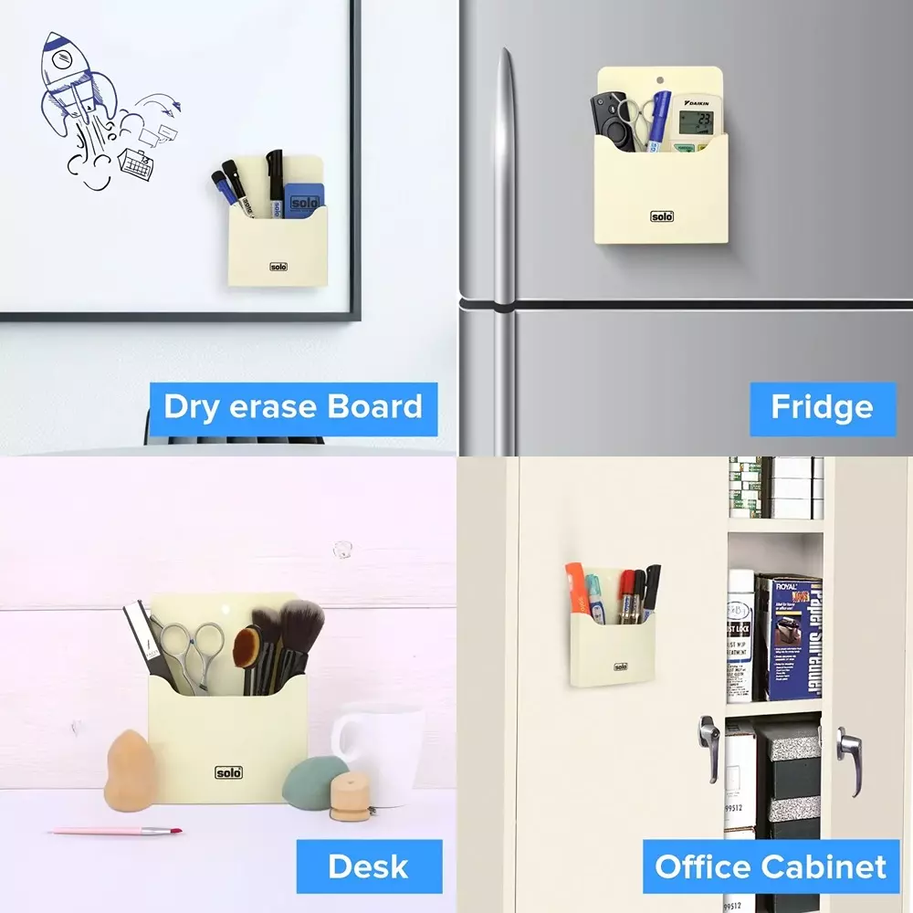 Solo Magnetic Pen & Remote Holder 350 g ABS Material With Magnetic Back White, 3706