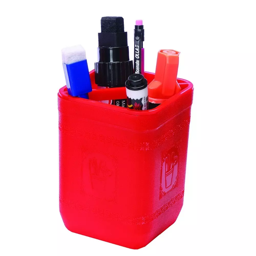 Soni Office Mate Desk Pen Holder Stand Red Color Stylish & Durable 11.5x6 cm Ideal for Office, Home & Gifting (Only Holder)
