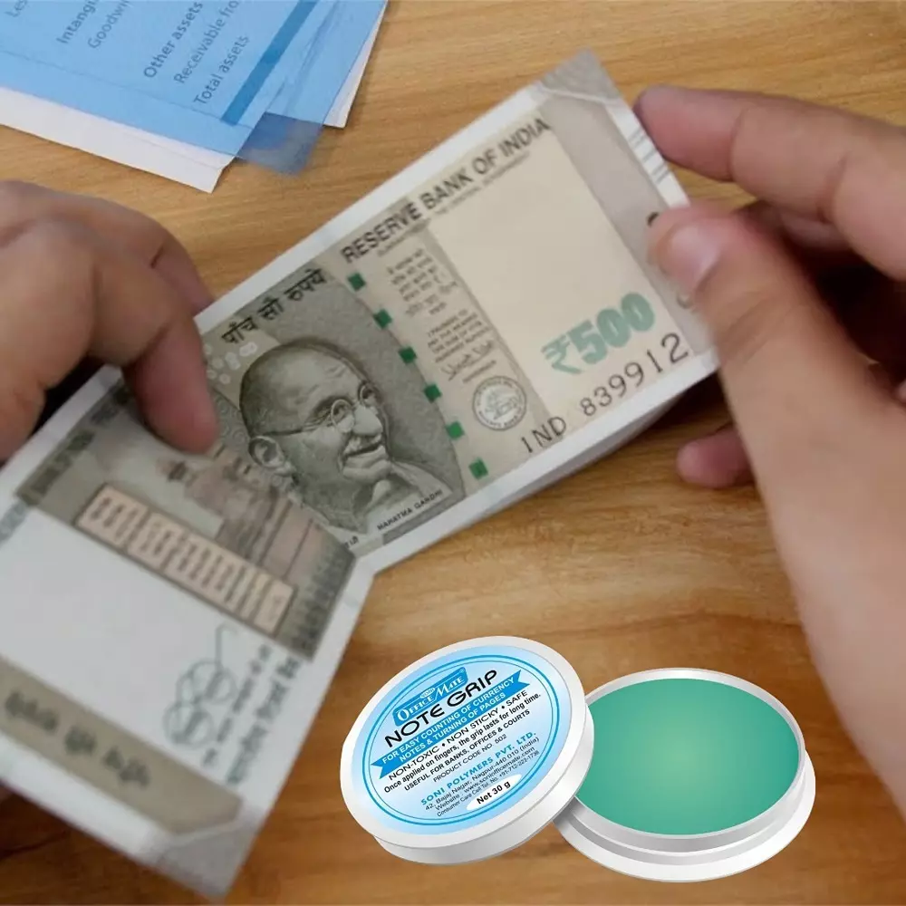 Soni Office Mate 30 g Note Grip Long Lasting, Non Toxic & Residue Free for Smooth Currency Handling