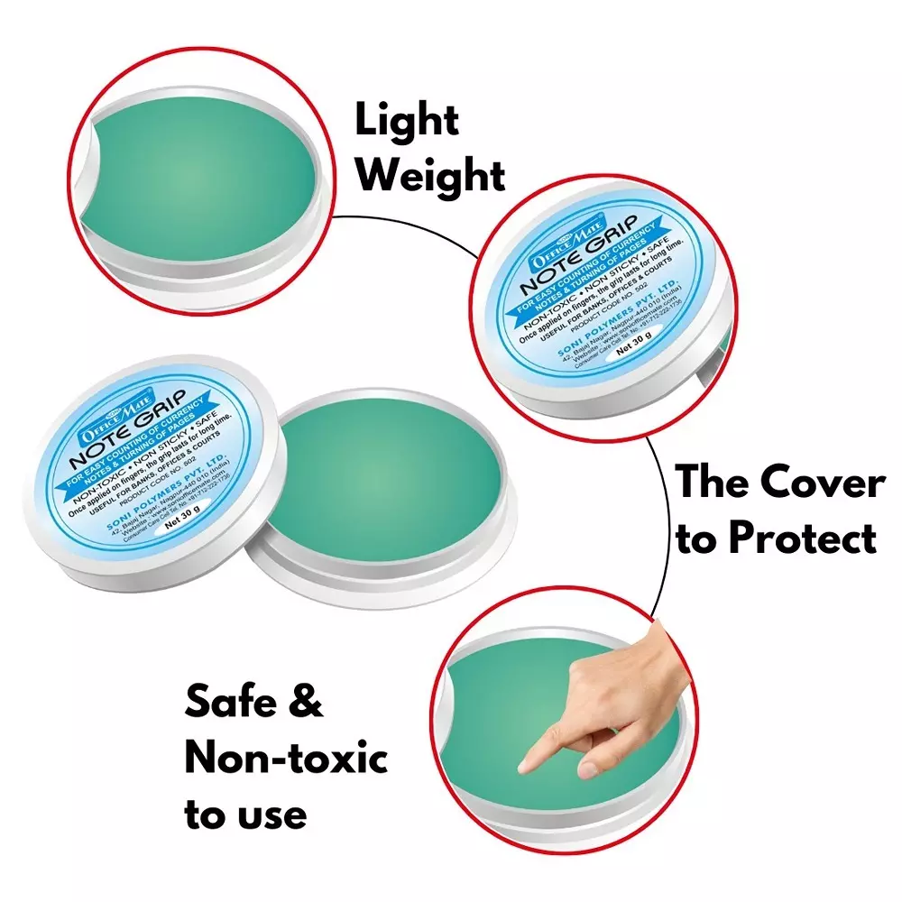 Soni Office Mate 30 g Note Grip Long Lasting, Non Toxic & Residue Free for Smooth Currency Handling