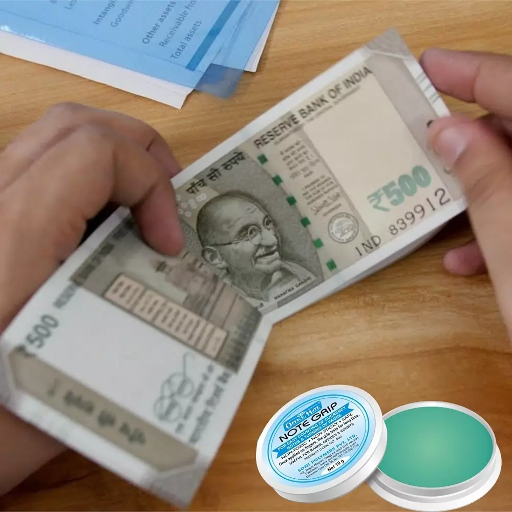 Soni Office Mate 10 g Note Grip Long Lasting, Non Toxic & Residue Free for Smooth Currency Handling (Pack of 2)