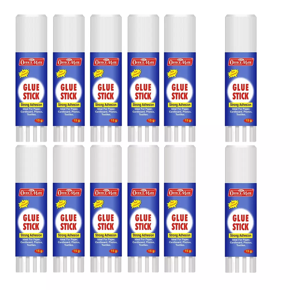 Soni Office Mate 15 g Glue Stick Quick Drying Strong PVP Adhesive for DIY, School, Office & Craft Use (Pack of 12)