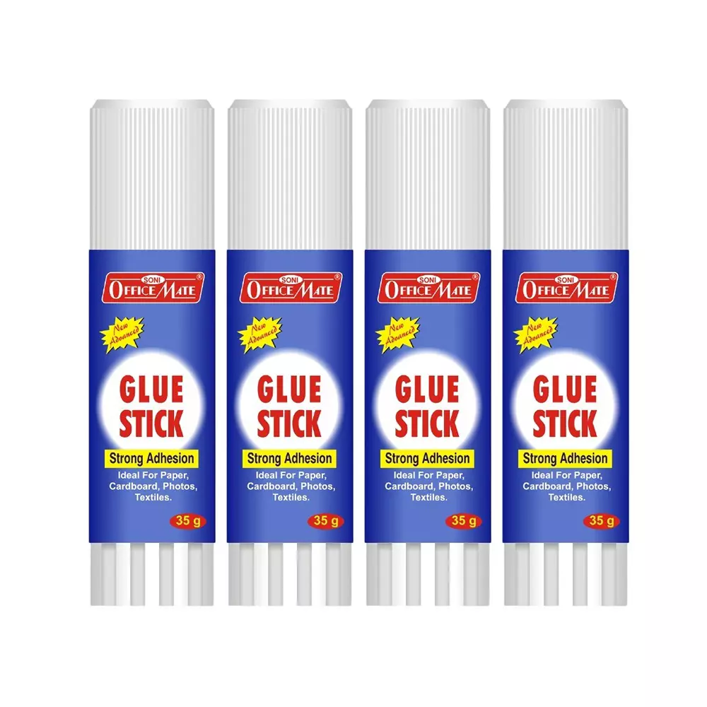 Soni Office Mate 35 g Glue Stick Quick Drying Strong PVP Adhesive for DIY, School, Office & Craft Use (Pack of 4)