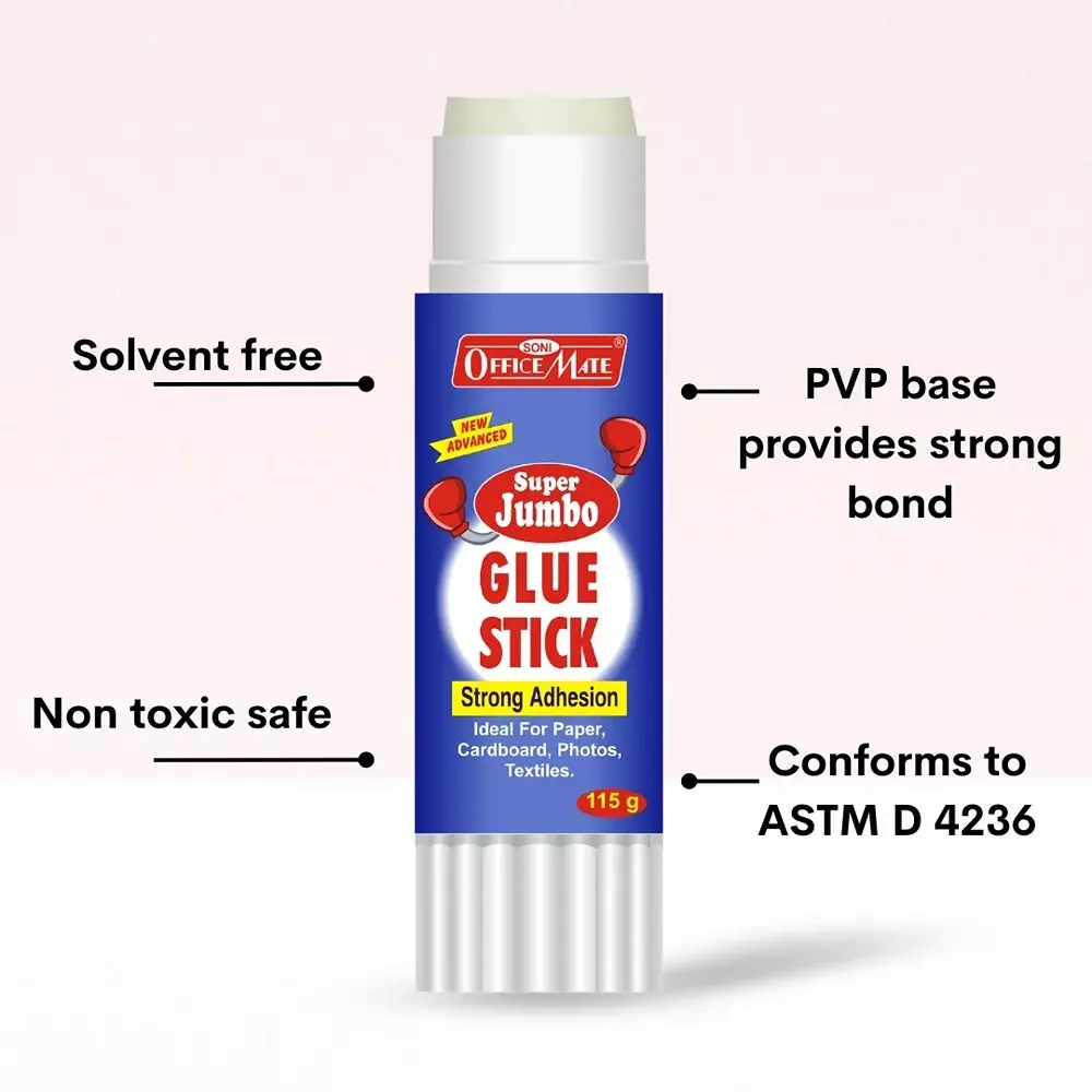 Soni Office Mate 115 g Super Jumbo Glue Stick Strong, Quick Dry & Non Toxic Ideal for Craft, Office & School