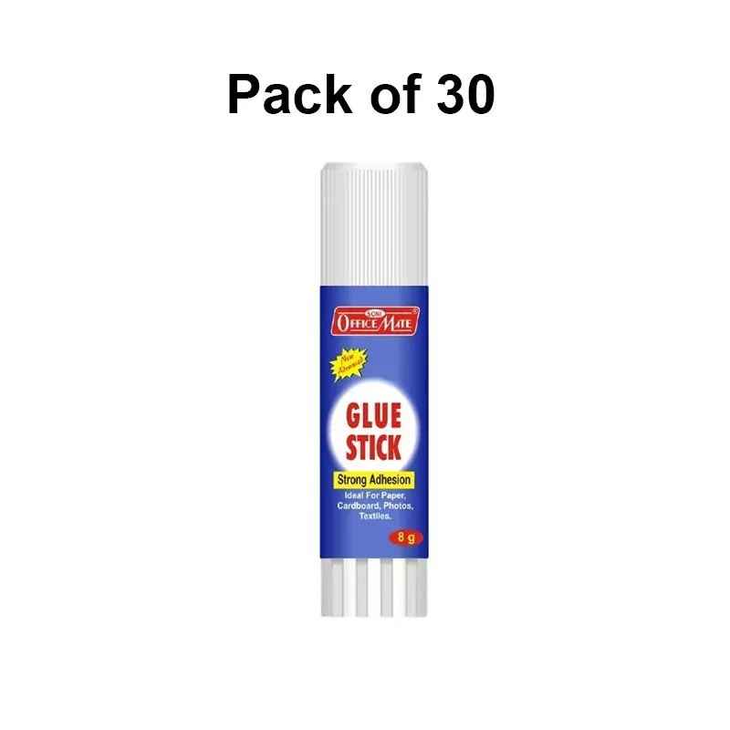 Soni Office Mate 8 g Glue Stick Quick Drying Strong PVP Adhesive for DIY, School, Office & Craft Use (Pack of 30)