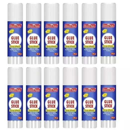 Soni Office Mate 40 g Glue Stick Quick Drying Strong PVP Adhesive for DIY, School, Office & Craft Use (Pack of 12)