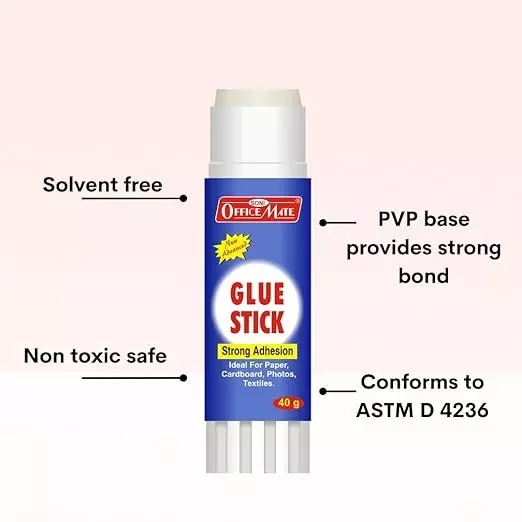 Soni Office Mate 40 g Glue Stick Quick Drying Strong PVP Adhesive for DIY, School, Office & Craft Use (Pack of 12)
