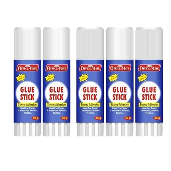 Soni Office Mate 40 g Glue Stick Quick Drying Strong PVP Adhesive for DIY, School, Office & Craft Use (Pack of 5)