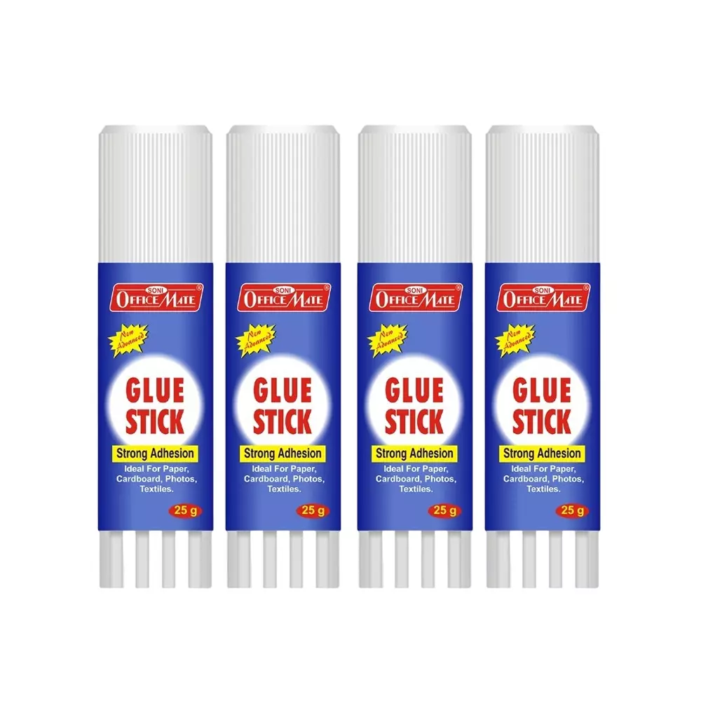 Soni Office Mate 25 g Glue Stick Quick Drying Strong PVP Adhesive for DIY, School, Office & Craft Use (Pack of 4)