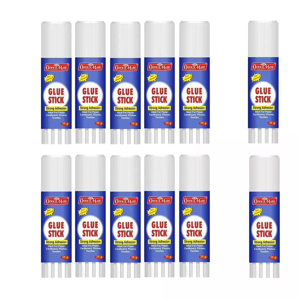 Soni Office Mate 25 g Glue Stick Quick Drying Strong PVP Adhesive for DIY, School, Office & Craft Use (Pack of 12)