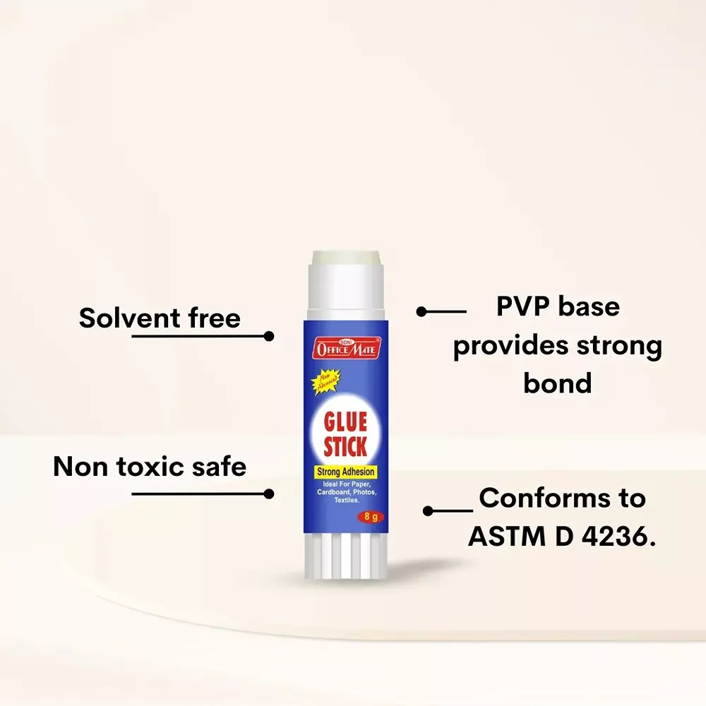 Soni Office Mate 8 g Glue Stick Quick Drying Strong PVP Adhesive for DIY, School, Office & Craft Use (Pack of 12)