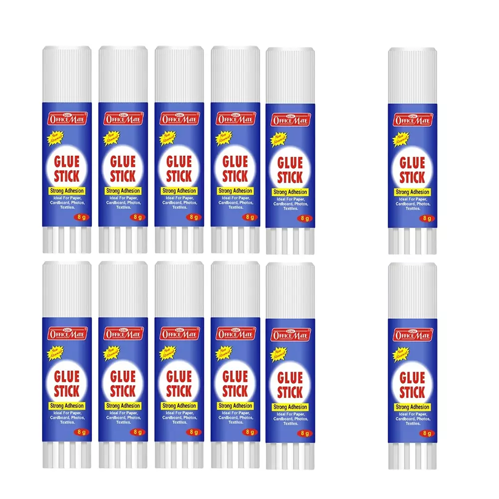 Soni Office Mate 8 g Glue Stick Quick Drying Strong PVP Adhesive for DIY, School, Office & Craft Use (Pack of 12)