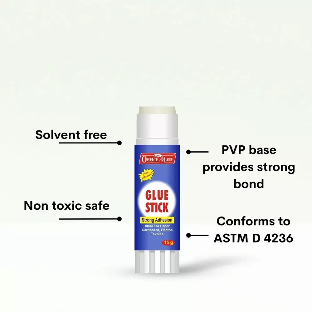 Soni Office Mate 15 g Glue Stick Quick Drying Strong PVP Adhesive for DIY, School, Office & Craft Use (Pack of 20)