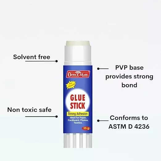 Soni Office Mate 35 g Glue Stick Quick Drying Strong PVP Adhesive for DIY, School, Office & Craft Use (Pack of 1)