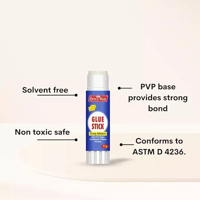 Soni Office Mate 8 g Glue Stick Quick Drying Strong PVP Adhesive for DIY, School, Office & Craft Use (Pack of 2)