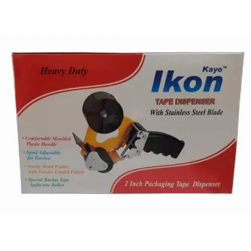 ikon Tape Dispenser 50.8 mm Size Black & Blue Metal Manual for Office, Home & School