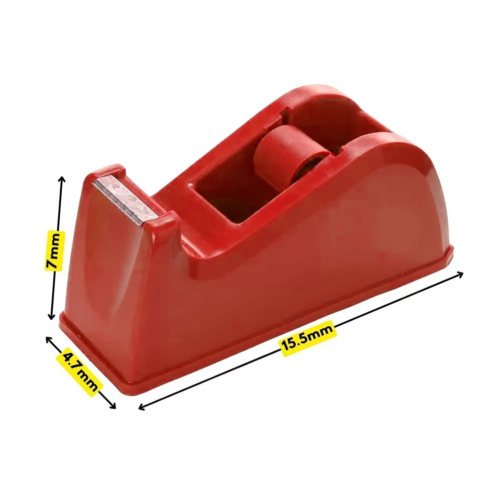 Soni Office Mate Small Tape Dispenser Sharp Blade Durable Body Size 15.5 x 7 x 4.7 cm Red for Office, School, Home, Packaging